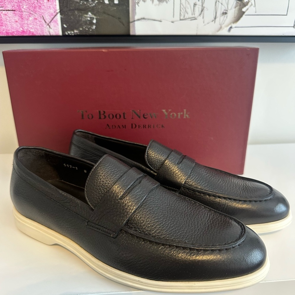 To Boot New York Men's Black Leather Penny Loafers, Size 8M, New in Box